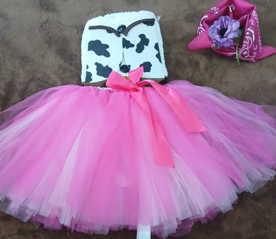 Adorable Disfraz de Vaquera con Tutú Rosa para Niñas - ¡Lista para el Rodeo!
