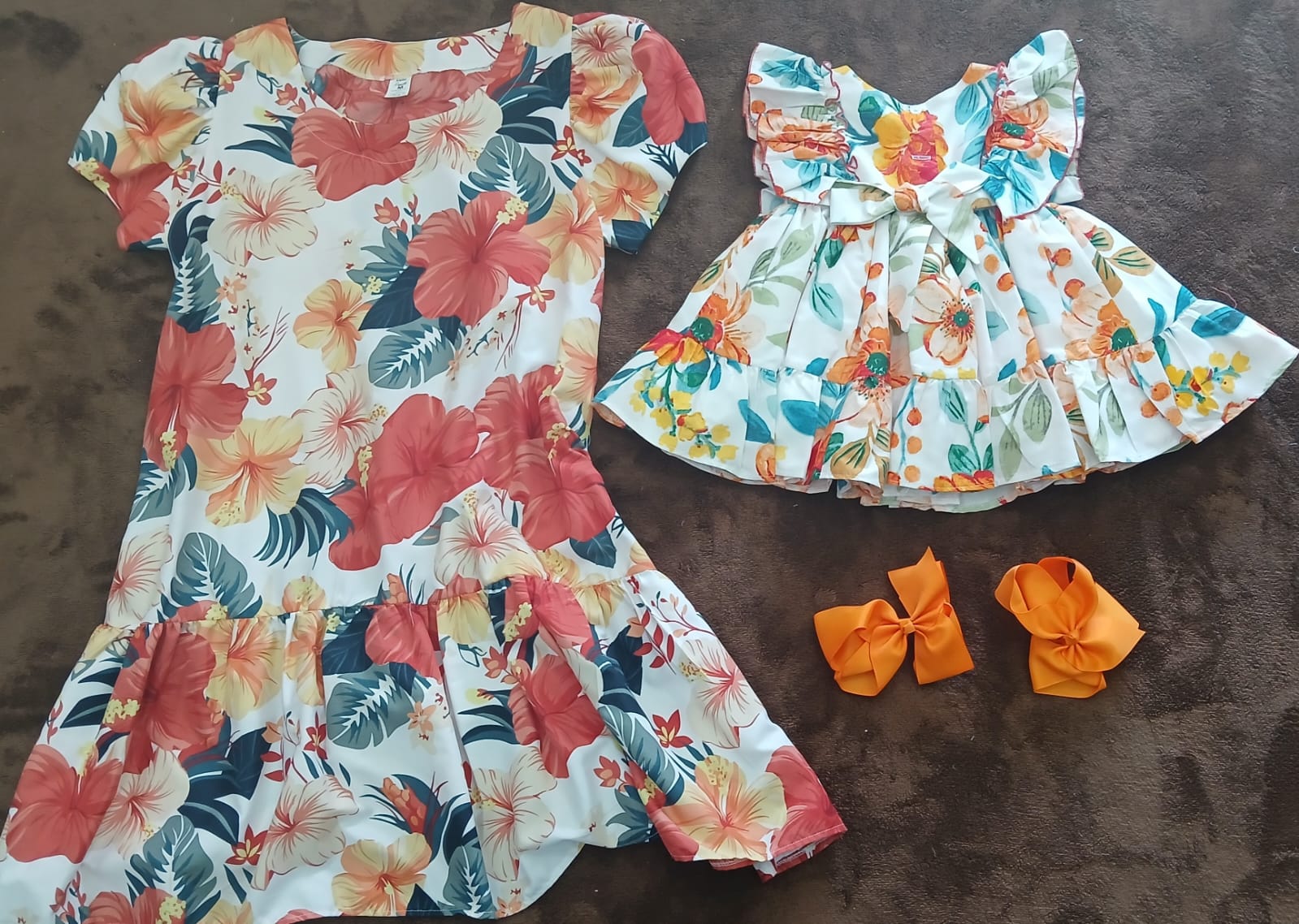 Conjunto de Vestidos Florales para Hermanas con Lazos